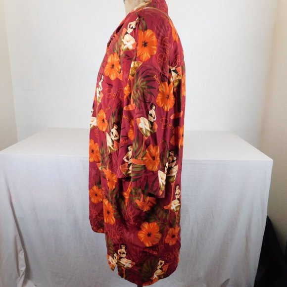Big Dogs Hawaiian Shirt Men Martini Glass Hula Girl 100% Rayon Maroon Size 3X - Picture 3 of 9